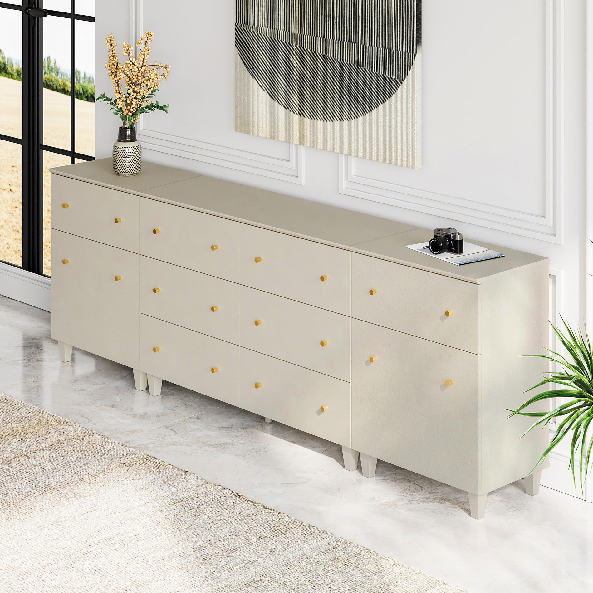 送料無料】Vertical 12 Drawer Chest - BEIGE 送料無料】Vertical 12 Drawer Chest - BEIGE